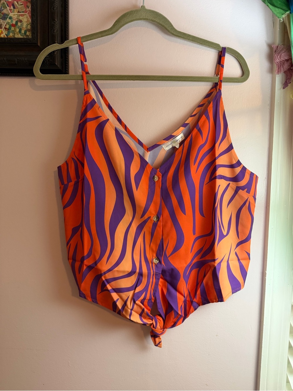 Stewart Simmons Clemson Game Day-Button Up Tie Front Cami-NWT-Size L